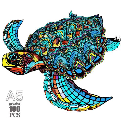 Gui-08-A5 - Puzzle Animal En Bois Pour Adultes Et Enfants, 300 Pièces, Tortue Mystérieuse, Cadeau De Vacances, Jeux Interactifs, Jouet En Bois