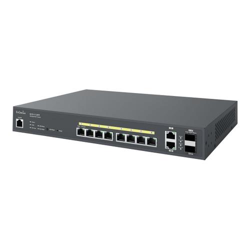 EnGenius Cloud Switch Series ECS1112FP - Commutateur - Géré - 8 x 10/100/1000 (PoE+) + 2 x 10/100/1000 + 2 x SFP - Montable sur rack - PoE+ (130 W)