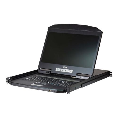 ATEN CL3108NX - Console KVM avec commutateur KVM - 8 ports - PS/2, USB - 18.5" - rack-montable - 1366 x 768 @ 60 Hz - 250 cd/m² - 1000:1 - 5 ms - VGA - 1U