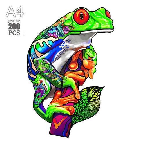 QWA-04-A4 - Puzzle Animal En Bois Pour Adultes Et Enfants, 300 Pièces, Tortue Mystérieuse, Cadeau De Vacances, Jeux Interactifs, Jouet En Bois