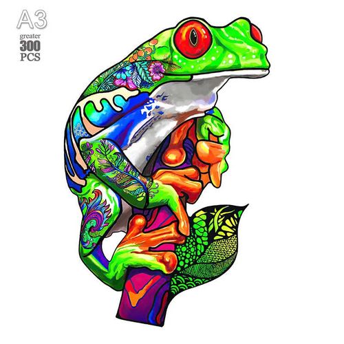 QWA-04-A3 - Puzzle Animal En Bois Pour Adultes Et Enfants, 300 Pièces, Tortue Mystérieuse, Cadeau De Vacances, Jeux Interactifs, Jouet En Bois