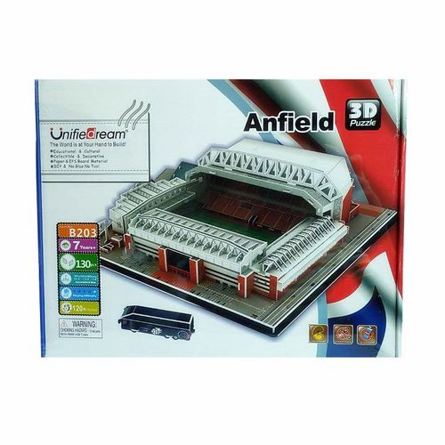 Anfield - Puzzle 3D classique pour enfants, Stade de football mondial, Terrain de jeu de football européen, Modèle de construction assemblé, Jouets de bricolage