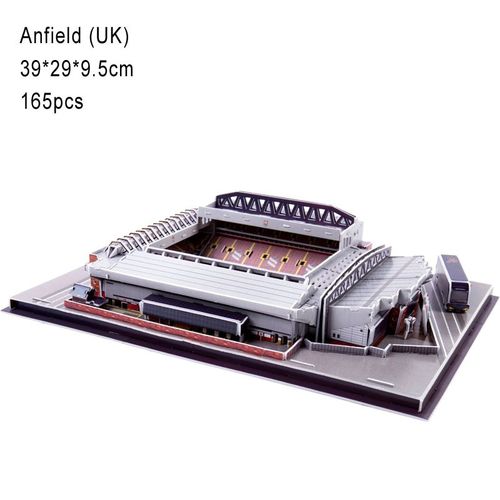 Anfield (Royaume-Uni) - Puzzle 3D classique pour enfants, Stade de football mondial, Terrain de jeu de football européen, Modèle de construction assemblé, Jouets de bricolage