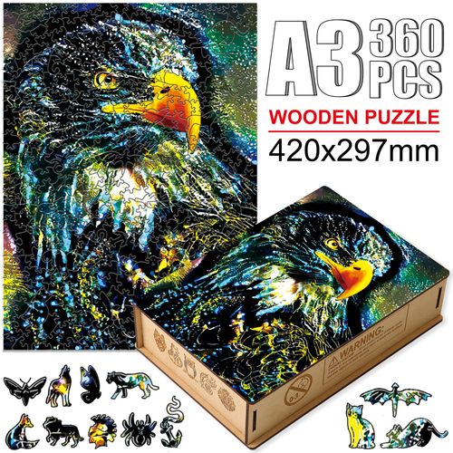 Niao-W04-A3 - Puzzle Animal En Bois Pour Adultes Et Enfants, Dessin De Qualité Supérieure, Couleurs Vives, Chat, Perroquet, Hibou, Aigle, Jeu Stimulant, Bricolage