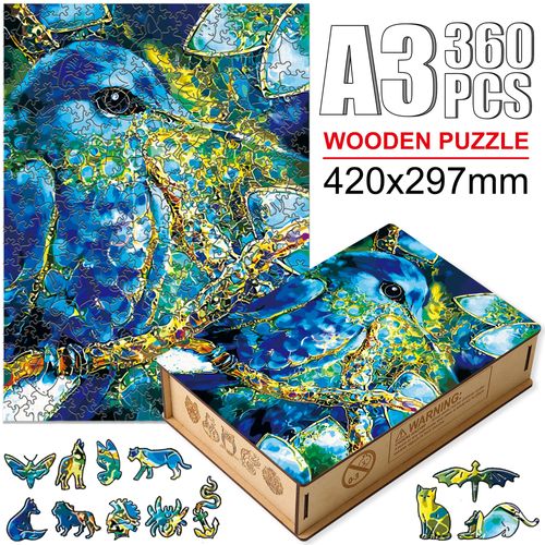 Niao-W05-A3 - Puzzle Animal En Bois Pour Adultes Et Enfants, Dessin De Qualité Supérieure, Couleurs Vives, Chat, Perroquet, Hibou, Aigle, Jeu Stimulant, Bricolage