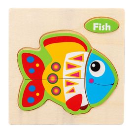 Poisson - Puzzle 3d En Bois Montessori Pour Bébés, Jouets Éducatifs, Puzzle De Circulation Animale, Apprentissage Précoce, Cadeau Pour Enfants