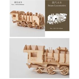 Vert - Puzzle en Bois 3D Découpé au Laser, Voile Soleil, Biplan, Train à Vapeur, Jouets, Analyste'Assemblage, Décoration de Bureau pour Enfants