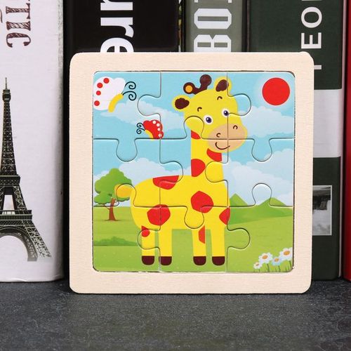 Girafe - Puzzle En Bois 3d Coloré Pour Enfants, Puzzle Cognitif, Animaux De Dessin Animé, Jouet Éducatif, Cadeau