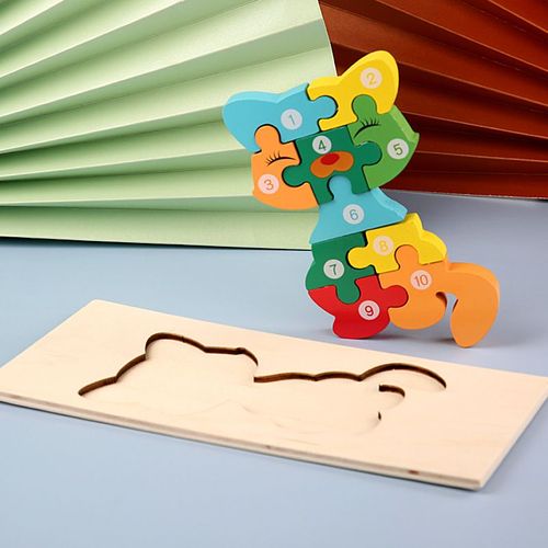 Renard - Puzzle en bois Montessori pour enfants, Jouets pour tout petits de 2 3 4 5 ans, Puzzle 3D, Jouet de dinosaure éducatif