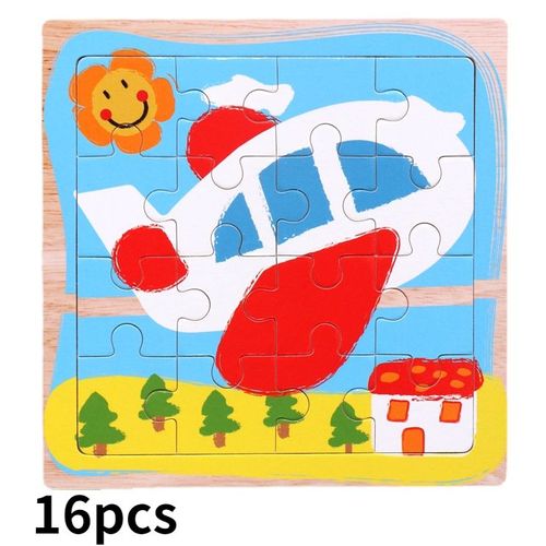 1-16pcsB - Puzzle en bois pour enfants'âge alth, Ensemble de jouets pour tout petits, Puzzle'animaux pour garçons et filles