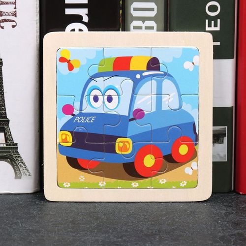 18 Voitures De Police - Puzzle Montessori En Bois De Petite Taille, 9 Pièces, Jouets Pour Bébé, Puzzle 3d, Jeu De Société, Jouets Éducatifs Pour Enfants, Cadeau