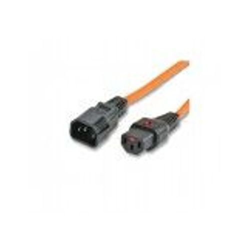 IEC Lock - Rallonge de câble d'alimentation - power IEC 60320 C13 verrouillage pour IEC 60320 C14 - 230 V - 10 A - 1 m - moulé - orange