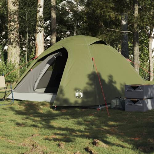 Vidaxl Tente De Camping À Dôme 4 Personnes Vert Olive Imperméable