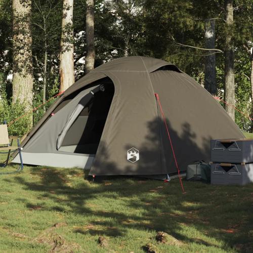 Vidaxl Tente De Camping À Dôme 3 Personne Marron Imperméable