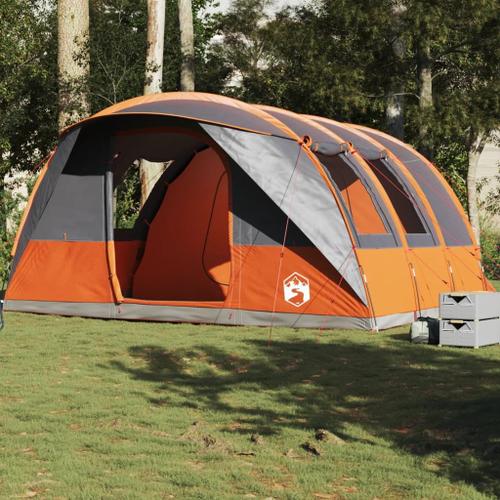 Vidaxl Tente De Camping Tunnel 5 Personnes Gris Et Orange Imperméable