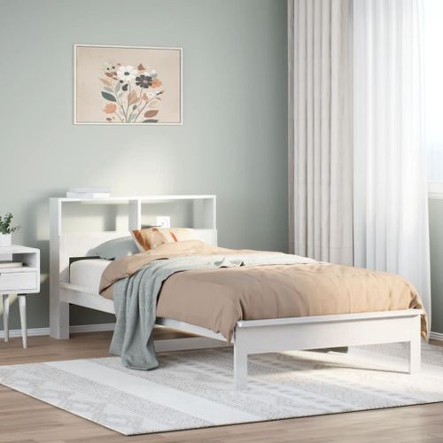 Vidaxl Lit Bibliothèque Sans Matelas Blanc 100x200 Cm Bois Pin Massif