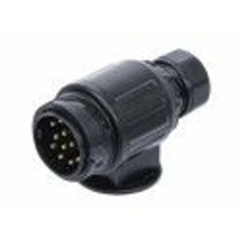 Prise mâle droite 13 pôles broches 12 V pour remorque caravane BGS