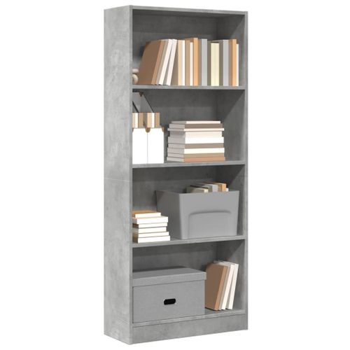 Vidaxl Bibliothèque Gris Béton 60x24x143 Cm Bois D'ingénierie