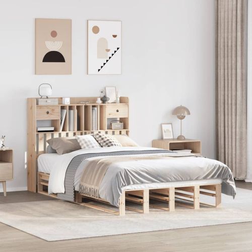 Vidaxl Lit Bibliothèque Sans Matelas 135x190 Cm Bois De Pin Massif