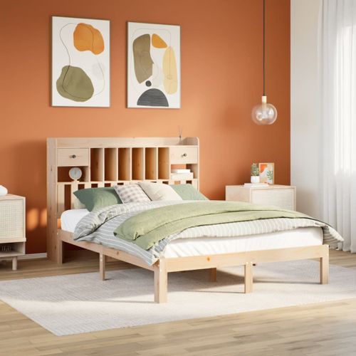 Vidaxl Lit Bibliothèque Sans Matelas 135x190 Cm Bois De Pin Massif