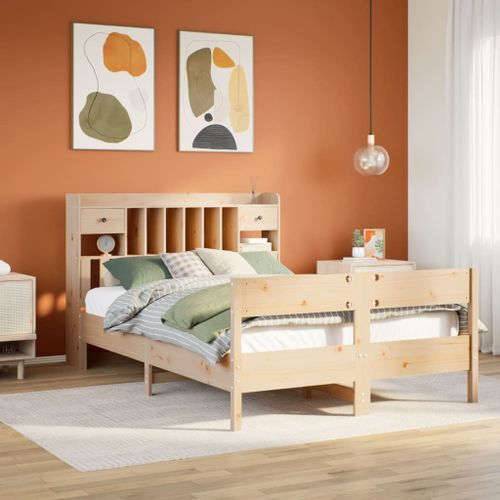 Vidaxl Lit Bibliothèque Sans Matelas 135x190 Cm Bois De Pin Massif