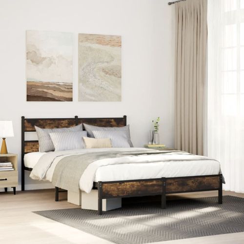 Vidaxl Cadre De Lit Sans Matelas Chêne Fumé 100x190 Cm Bois Ingénierie