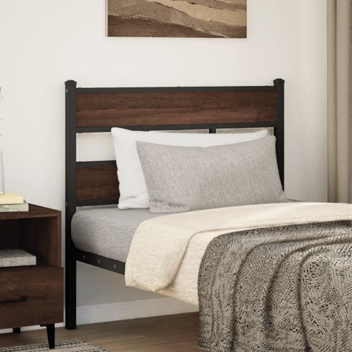 Vidaxl Tête De Lit Chêne Marron 107 Cm Acier Et Bois D'ingénierie