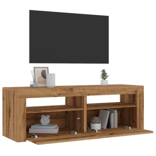 Vidaxl Meuble Tv Avec Lumières Led Chêne Artisanal Bois D'ingénierie