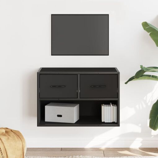 vidaXL Meuble TV noir 60x31x39,5 cm bois d'ingénierie et métal