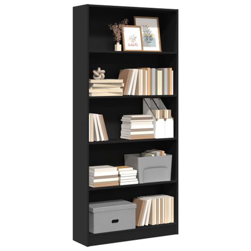 Vidaxl Bibliothèque Noir 80x24x176 Cm Bois D'ingénierie