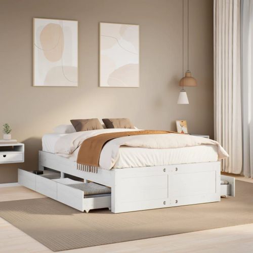 Vidaxl Cadre De Lit Sans Matelas Avec Tiroirs 120x190 Cm Bois De Pin