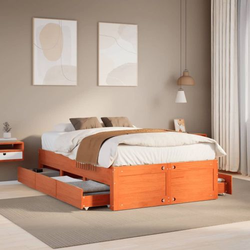 Vidaxl Cadre De Lit Sans Matelas Avec Tiroirs 120x190 Cm Bois De Pin