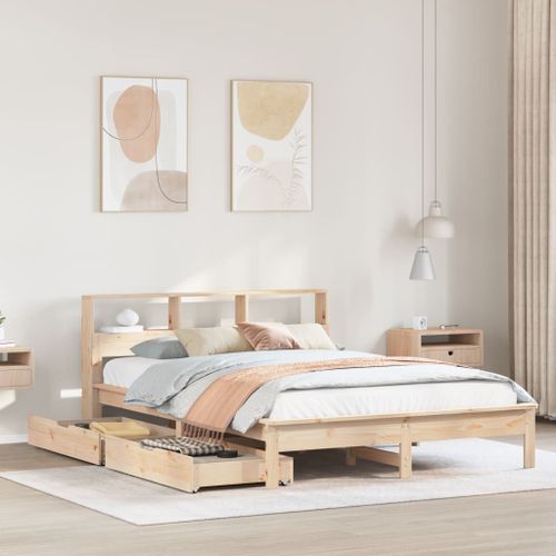 Vidaxl Lit Bibliothèque Sans Matelas 150x200 Cm Bois Massif De Pin