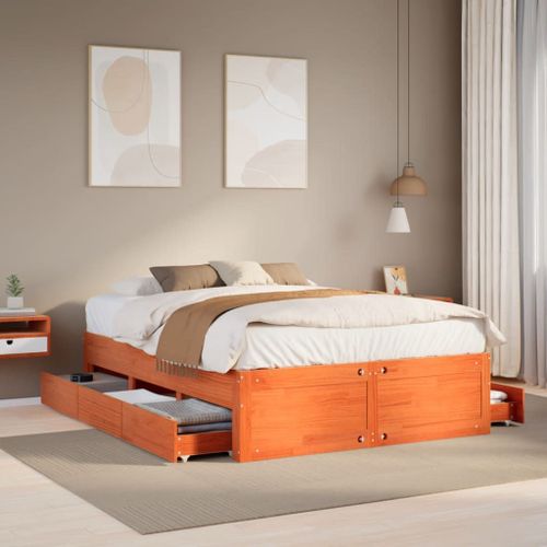 Vidaxl Cadre De Lit Sans Matelas Avec Tiroirs 140x190 Cm Bois De Pin