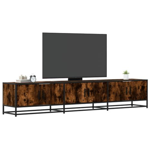 Vidaxl Meuble Tv Chêne Fumé 210x35x41 Cm Bois D'ingénierie
