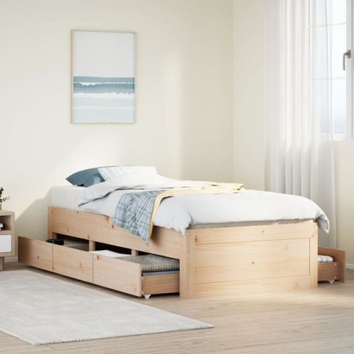 Vidaxl Cadre De Lit Sans Matelas Avec Tiroirs 90x200 Cm Bois De Pin