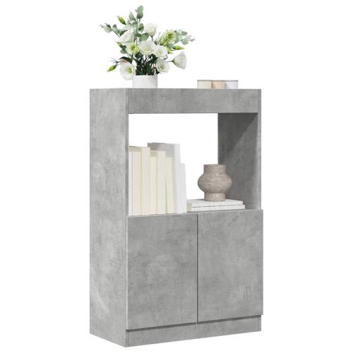 Vidaxl Buffet Haut Gris Béton 63x33x100 Cm Bois D'ingénierie