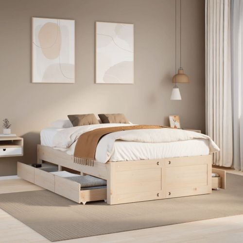 Vidaxl Cadre De Lit Sans Matelas Avec Tiroirs 120x190 Cm Bois De Pin