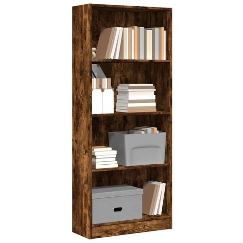 Vidaxl Bibliothèque Chêne Fumé 60x24x143 Cm Bois D'ingénierie