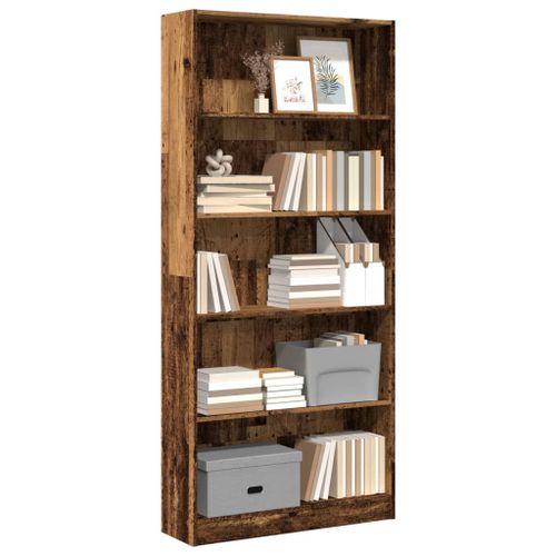 Vidaxl Bibliothèque Vieux Bois 80x24x176 Cm Bois D'ingénierie