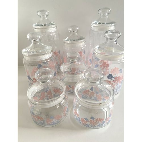 Lot De 8 Bocaux Apothicaire Pots Bonbonnières France Luminarc Vintage Art 70/80'