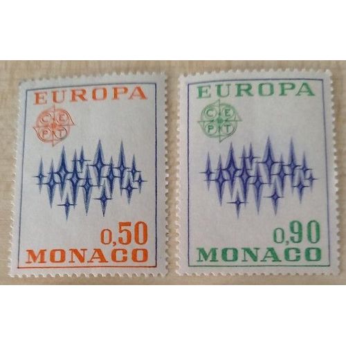 Deux Timbres Neufs Monaco Europa Cept, À 50 Et 90 Centimes.