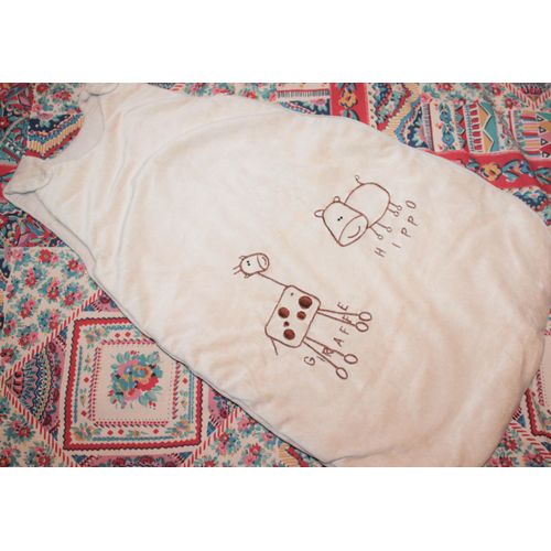 Gigoteuse Velours Beige Avec Animaux Baboo 0/6 Mois