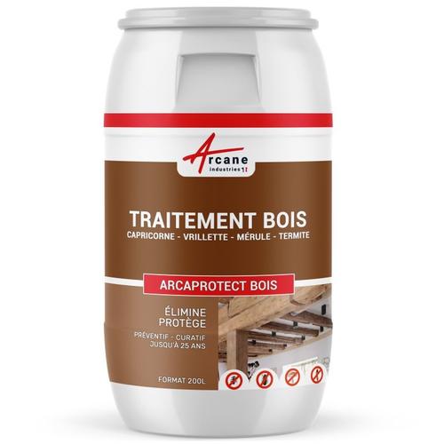 Traitement bois, Protection contre insectes xylophène et champignons pour charpentes, poutres terrasses produit| ARCAPROTECT BOIS 200 L