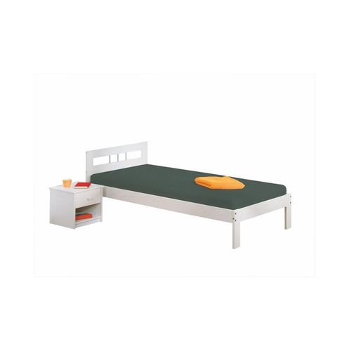 Lit 90x200 Cm En Pin Massif Blanc - Chambery