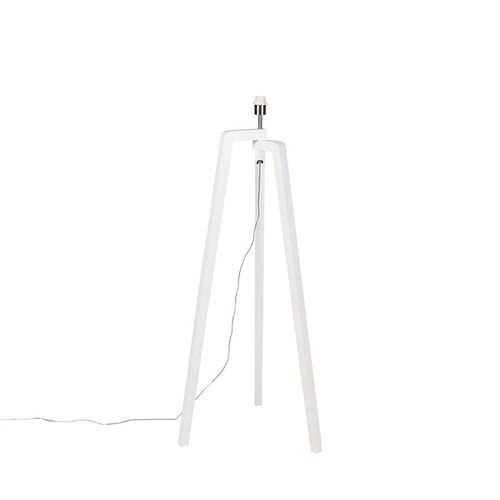 Qazqa Rustique /Moderne Lampadaire / Lampe De Sol / Lampe Sur Pied / Luminaire / Lumiere / ÃClairage Moderne Blanc Sans Abat-Jour - Puros Bois Blanc Oblongue / Intã©Rieur E27 Max. 1 X Watt