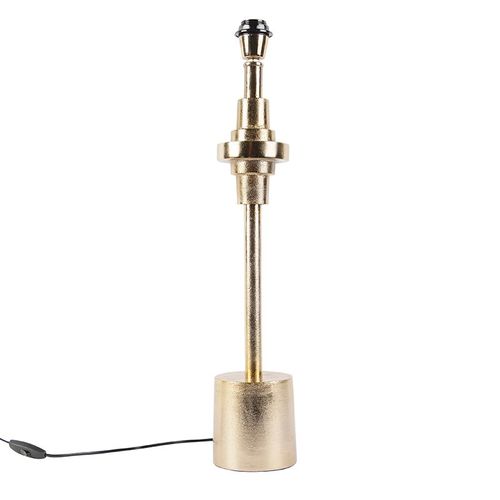 Qazqa Art Deco Lampe De Table / Lampe Ã¡ Poser / Luminaire / Lumiere / ÃClairage Art Deco Dorã© Sans Abat-Jour - Diverso Acier /Aluminium Dorã©/Laiton Oblongue / Intã©Rieur E27 Max. 1 X 40...