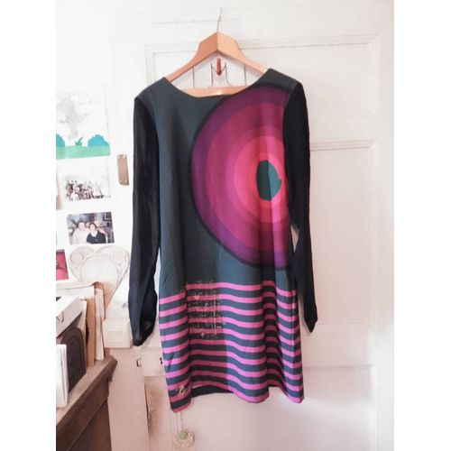 Robe Colorée Bras Translucides Noirs 44 Xxl Desigual.