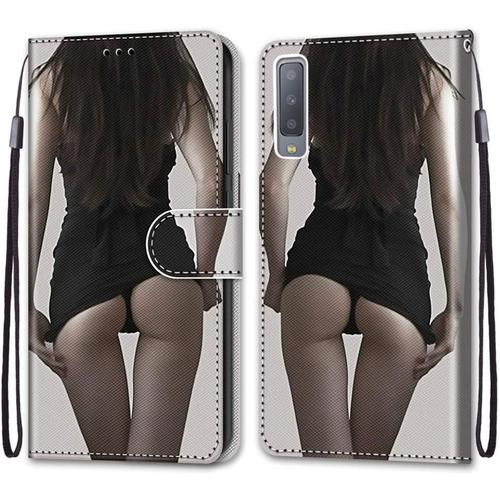 Coque En Pu Cuir Pour Samsung Galaxy A750 Étui Flip Cover Clapet De Protection Portefeuille Avec Motif Upskirt Housse Magnétique Case Wallet Antichoc Cover Pour Samsung Galaxy A7 2018/A750