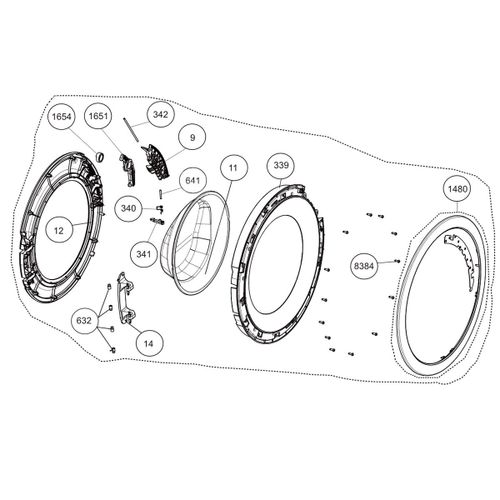 Porte hublot - Lave-linge (2411100400 BEKO)